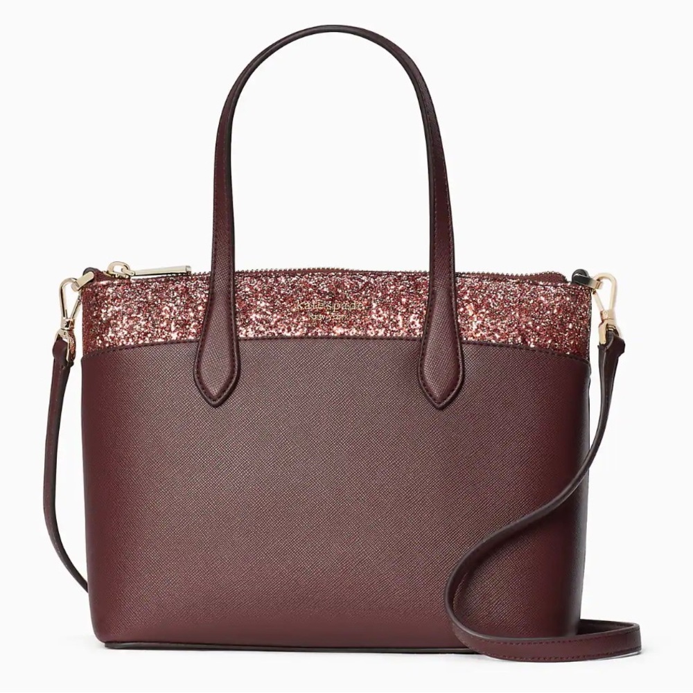 NWT Beautiful Kate Spade Glitter Cherrywood Satchel